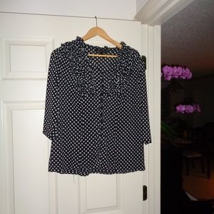 Flirty, fun polka dots! 3/4 sleeve length blouse